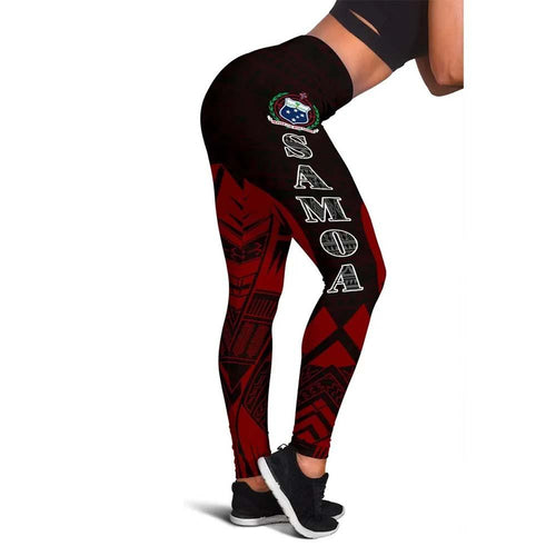 Samoa Polynesian Legging - Polynesian Tattoo Red Version