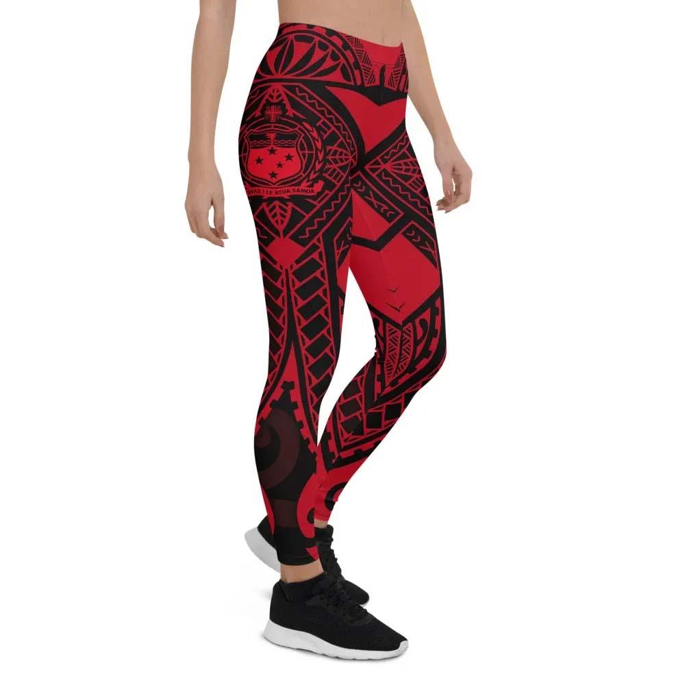 Samoa Polynesian Legging - Samoa Red Seal with Polynesian Tattoo