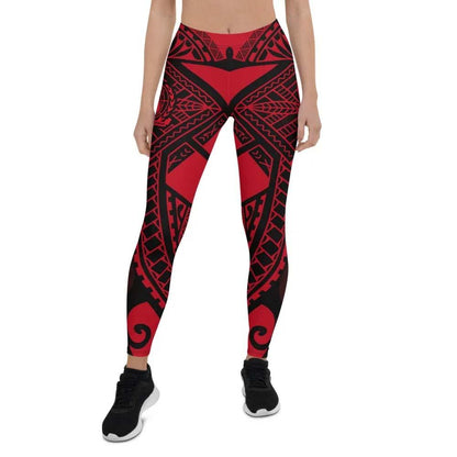 Samoa Polynesian Legging - Samoa Red Seal with Polynesian Tattoo