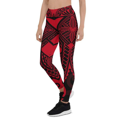 Samoa Polynesian Legging - Samoa Red Seal with Polynesian Tattoo