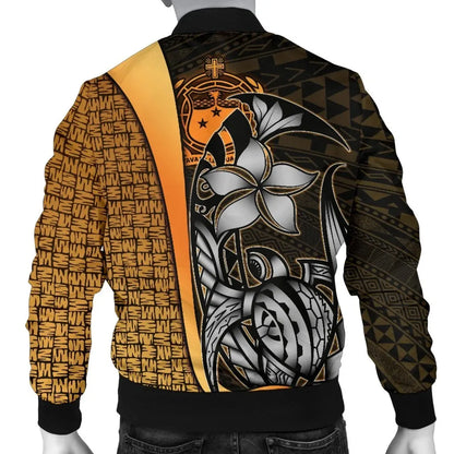 Samoa Polynesian Bomber Jackets Gold - Turtle With Hook