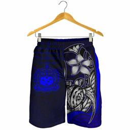 Samoa Polynesian Men Short Blue - Turtle With Hook