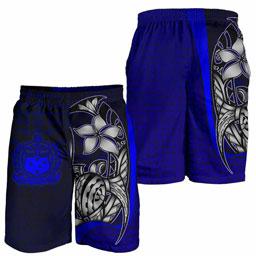 Samoa Polynesian Men Short Blue - Turtle With Hook