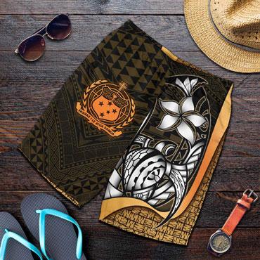 Samoa Polynesian Men Shorts Gold - Turtle With Hook