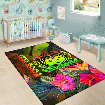 Samoa Polynesian Personalised Area Rug - Hibiscus and Banana Leaves