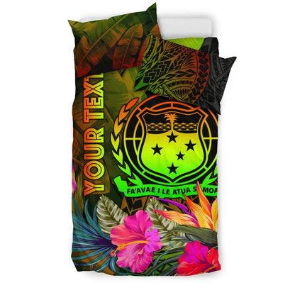 Samoa Polynesian Personalised Bedding Set - Hibiscus And Banana Leaves