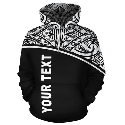 Samoa Polynesian Personalised Custom Hoodie - Black Curve