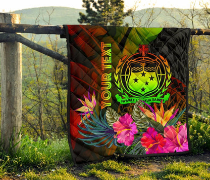 Samoa Polynesian Personalised Premium Quilt -  Hibiscus and Banana Leaves