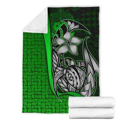 Samoa Polynesian Premium Blanket Green - Turtle With Hook