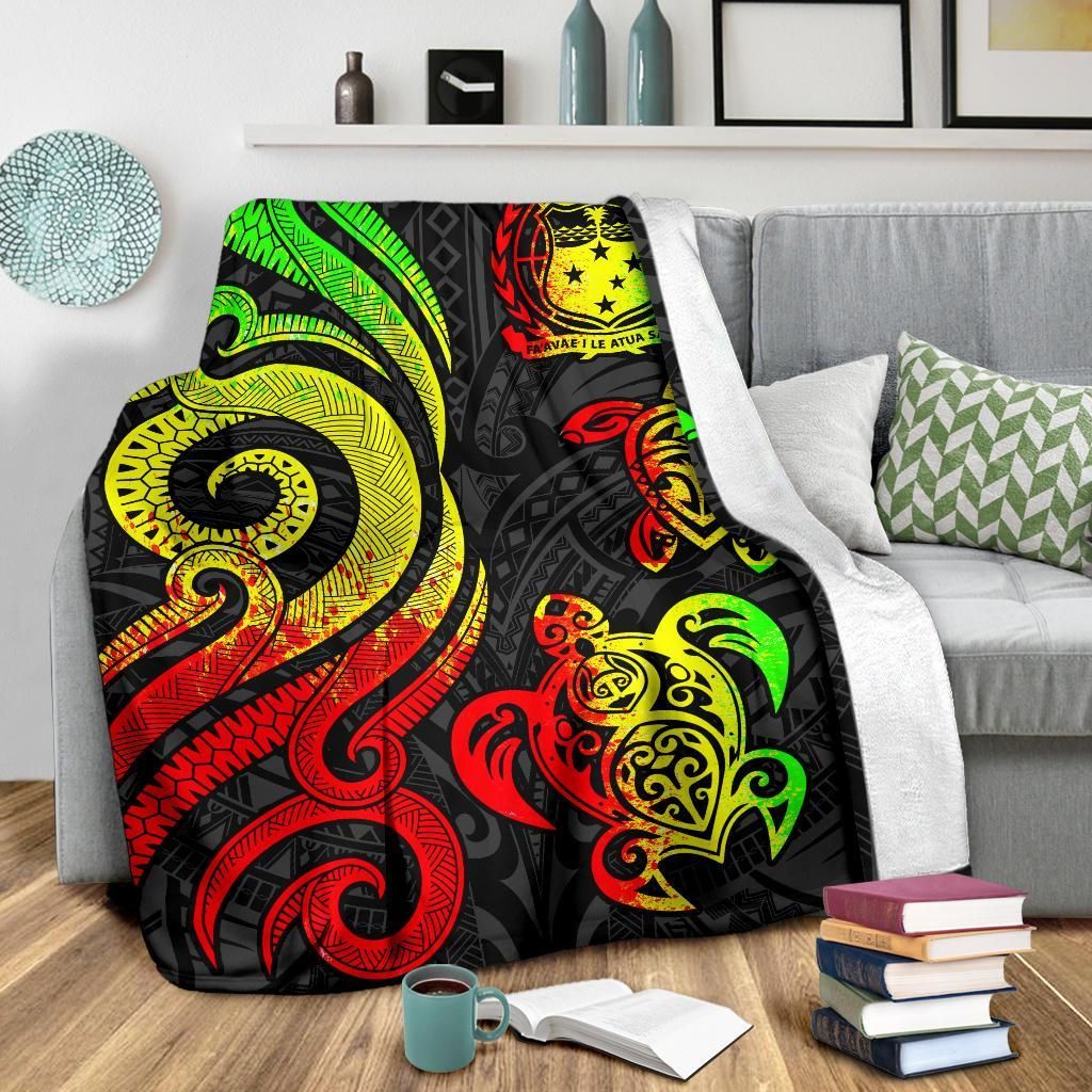 Samoa Polynesian Premium Blanket - Reggae Tentacle Turtle