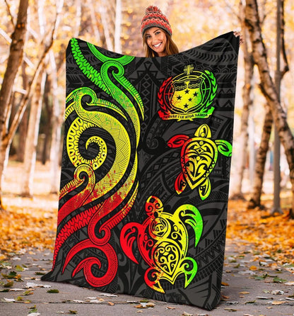 Samoa Polynesian Premium Blanket - Reggae Tentacle Turtle