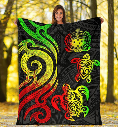 Samoa Polynesian Premium Blanket - Reggae Tentacle Turtle