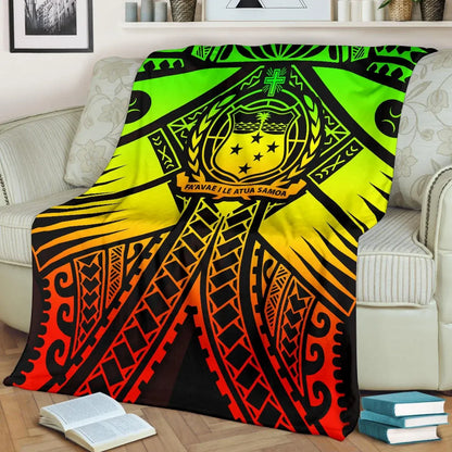 Samoa Polynesian Premium Blanket - Samoa Reggae Seal with Polynesian Tattoo