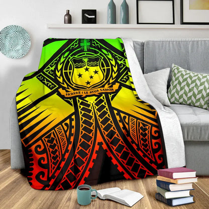 Samoa Polynesian Premium Blanket - Samoa Reggae Seal with Polynesian Tattoo