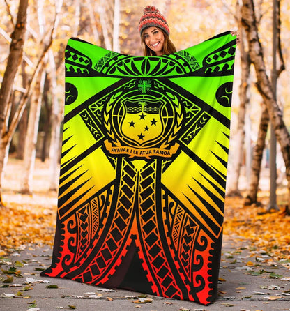 Samoa Polynesian Premium Blanket - Samoa Reggae Seal with Polynesian Tattoo