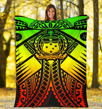 Samoa Polynesian Premium Blanket - Samoa Reggae Seal with Polynesian Tattoo