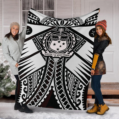 Samoa Polynesian Premium Blanket - Samoa White Seal with Polynesian Tattoo