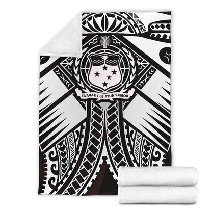Samoa Polynesian Premium Blanket - Samoa White Seal with Polynesian Tattoo