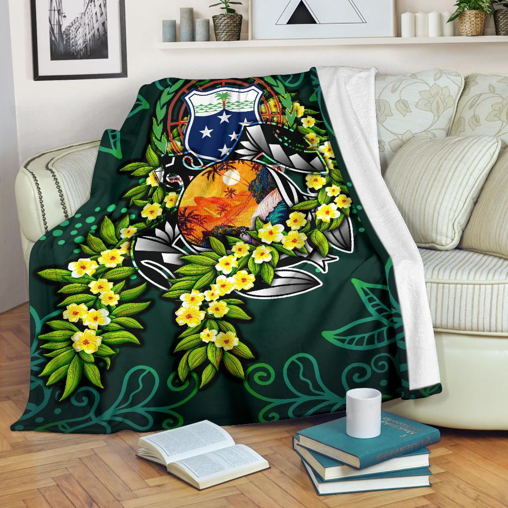 Samoa Polynesian Premium Blanket - Ti Leaf Lei Turtle