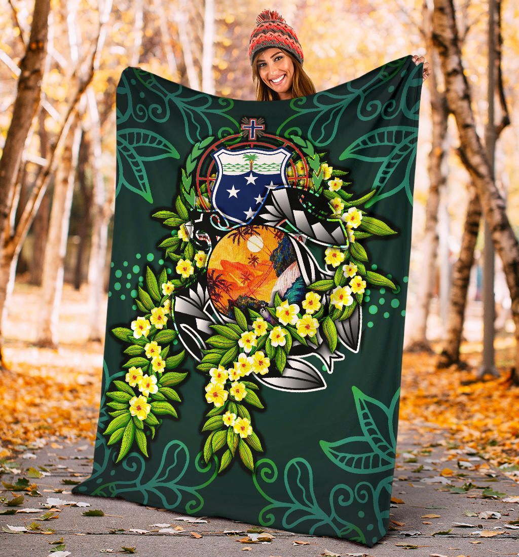Samoa Polynesian Premium Blanket - Ti Leaf Lei Turtle
