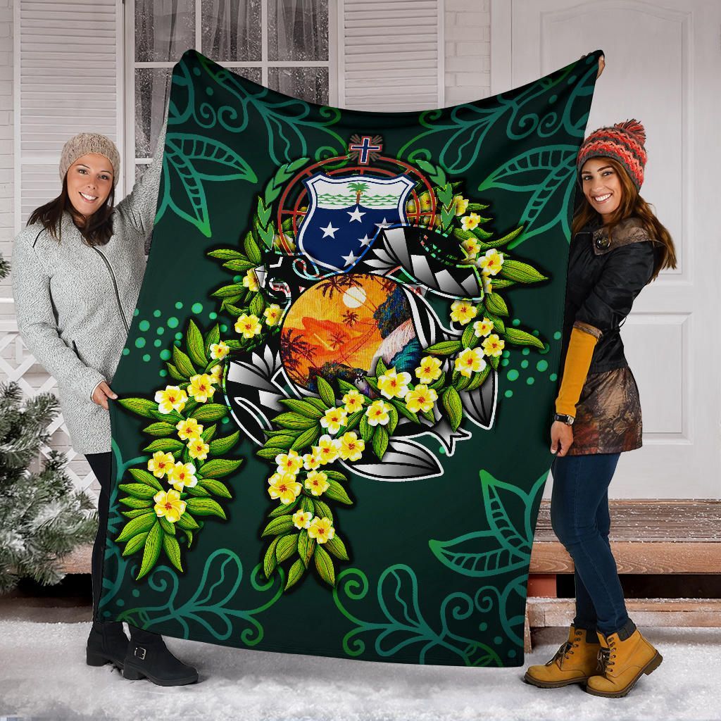 Samoa Polynesian Premium Blanket - Ti Leaf Lei Turtle