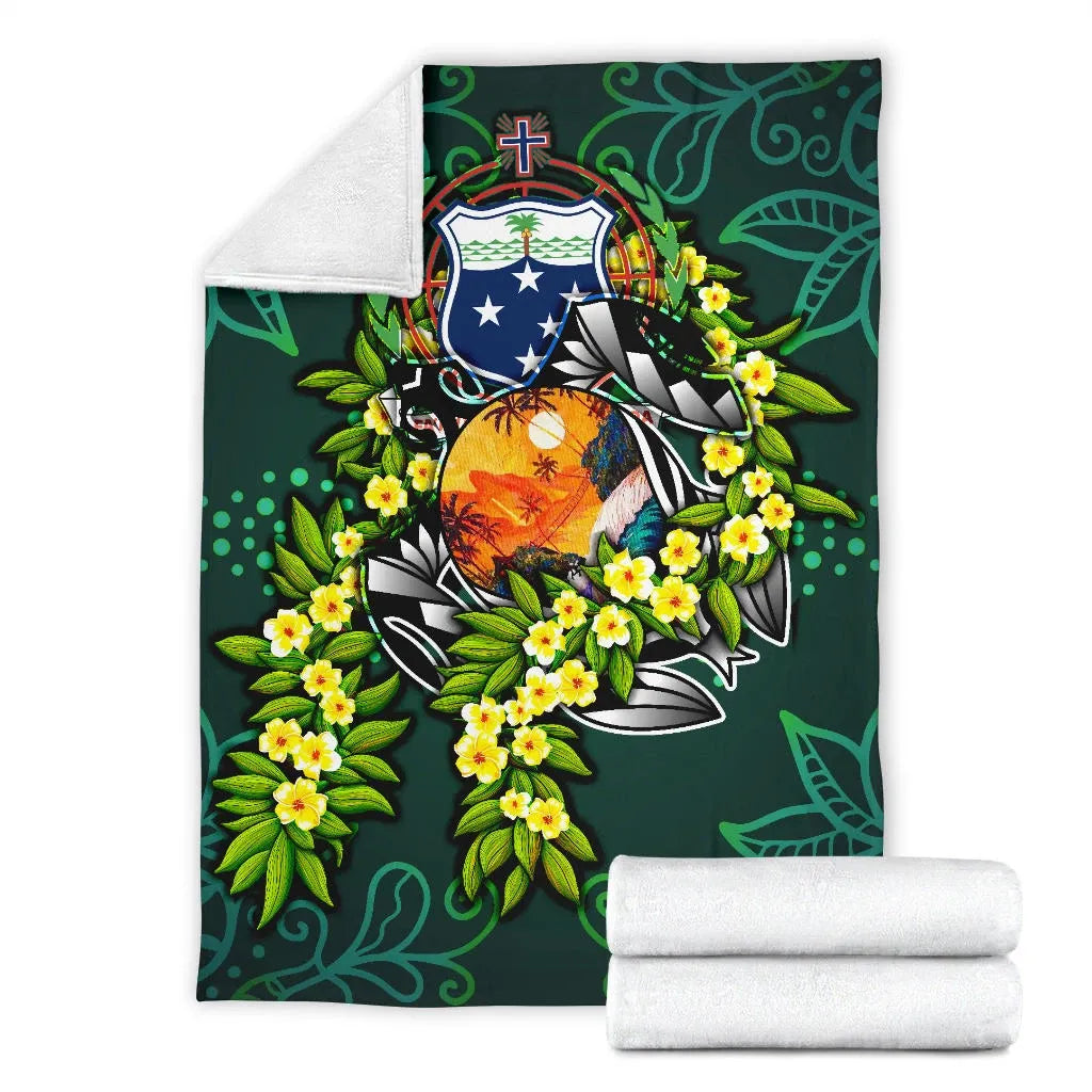 Samoa Polynesian Premium Blanket - Ti Leaf Lei Turtle
