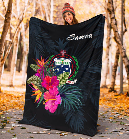 Samoa Polynesian Premium Blanket - Tropical Flower