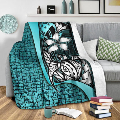 Samoa Polynesian Premium Blanket Turquoise - Turtle With Hook