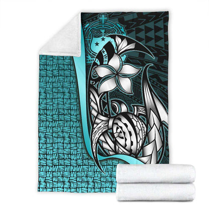 Samoa Polynesian Premium Blanket Turquoise - Turtle With Hook