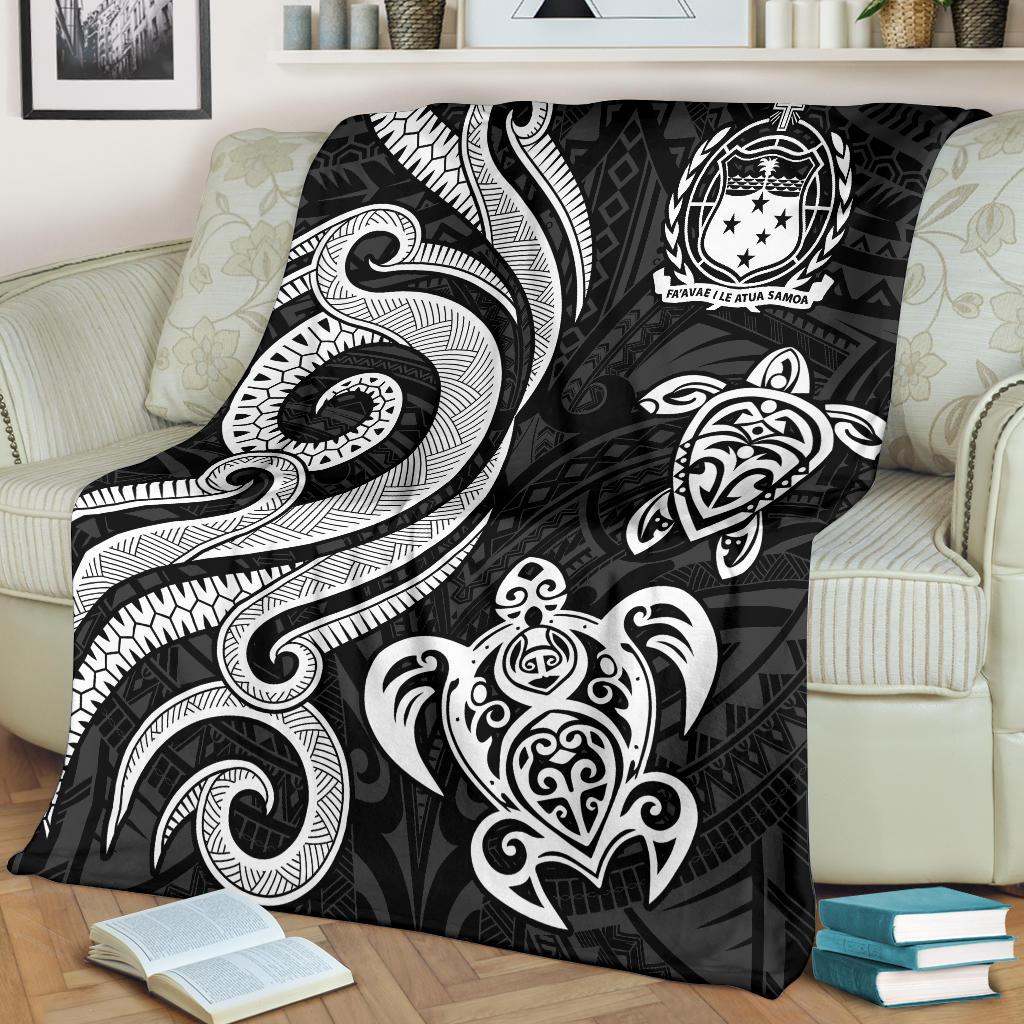 Samoa Polynesian Premium Blanket - White Tentacle Turtle