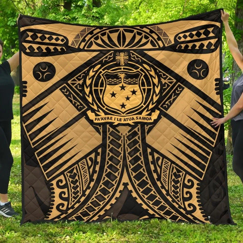 Samoa Polynesian Premium Quilt - Samoa Gold Seal with Polynesian Tattoo