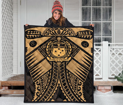 Samoa Polynesian Premium Quilt - Samoa Gold Seal with Polynesian Tattoo