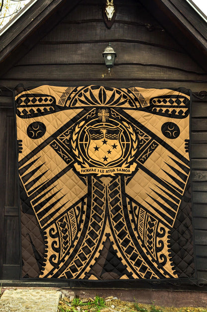 Samoa Polynesian Premium Quilt - Samoa Gold Seal with Polynesian Tattoo
