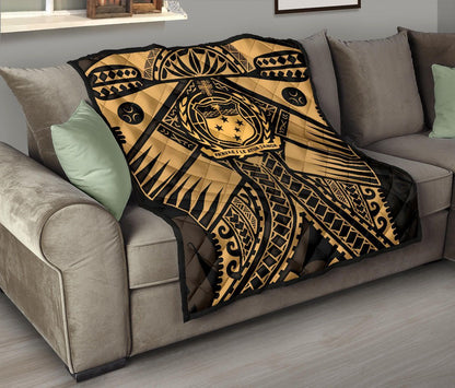 Samoa Polynesian Premium Quilt - Samoa Gold Seal with Polynesian Tattoo