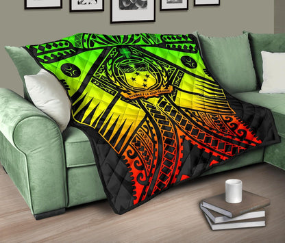 Samoa Polynesian Premium Quilt - Samoa Reggae Seal with Polynesian Tattoo
