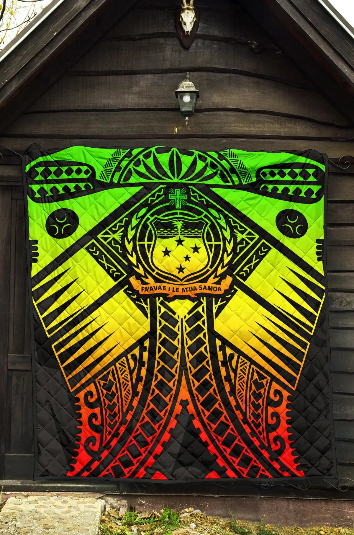 Samoa Polynesian Premium Quilt - Samoa Reggae Seal with Polynesian Tattoo