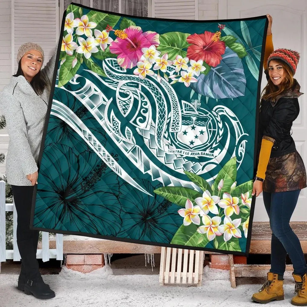 Samoa Polynesian Premium Quilt - Summer Plumeria