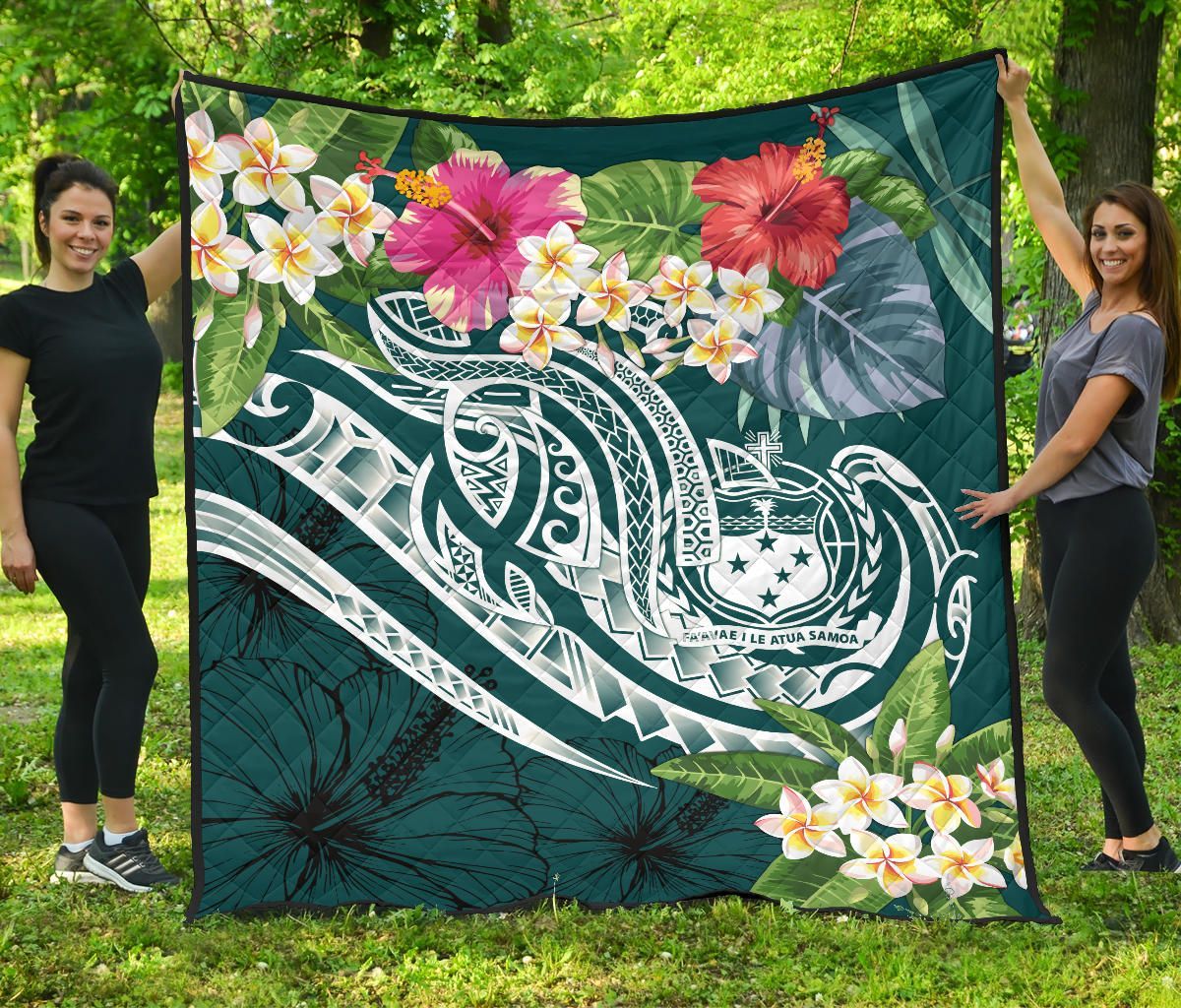 Samoa Polynesian Premium Quilt - Summer Plumeria