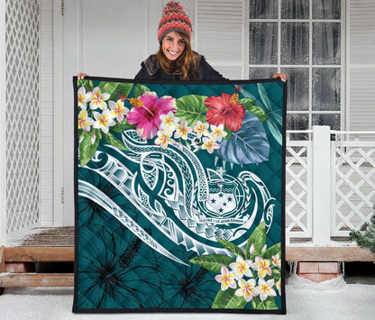 Samoa Polynesian Premium Quilt - Summer Plumeria