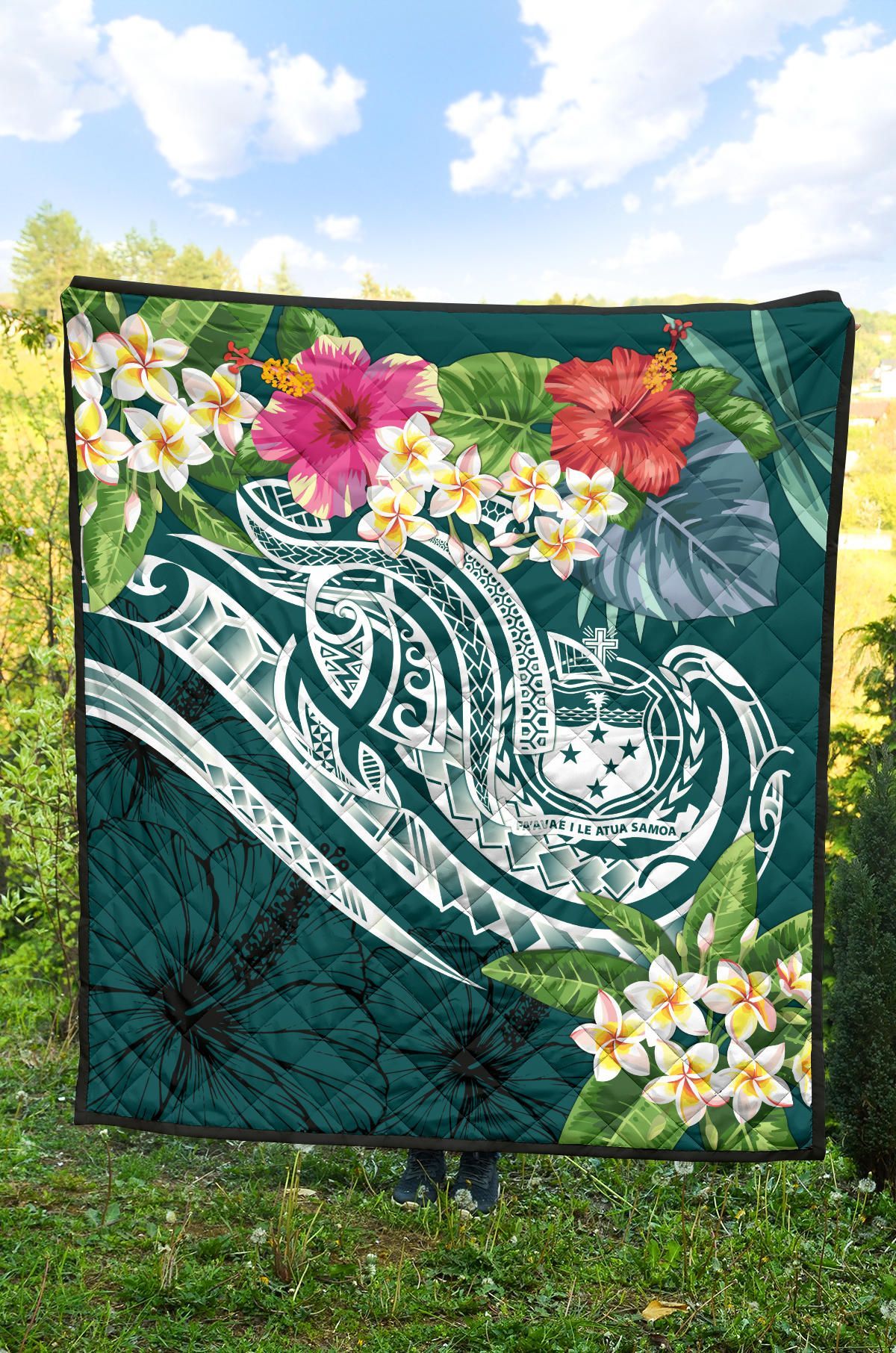 Samoa Polynesian Premium Quilt - Summer Plumeria