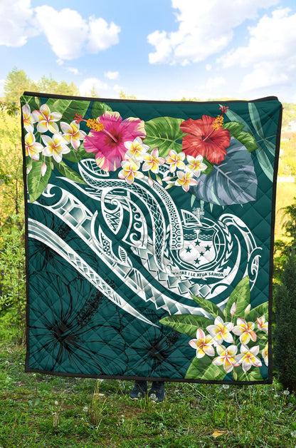 Samoa Polynesian Premium Quilt - Summer Plumeria