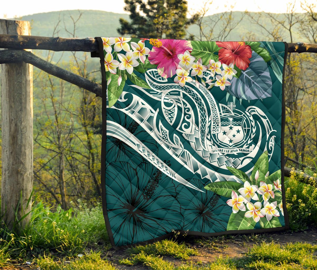 Samoa Polynesian Premium Quilt - Summer Plumeria