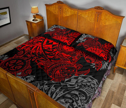 Samoa Polynesian Quilt Bed Set - Red Turtle Flowing