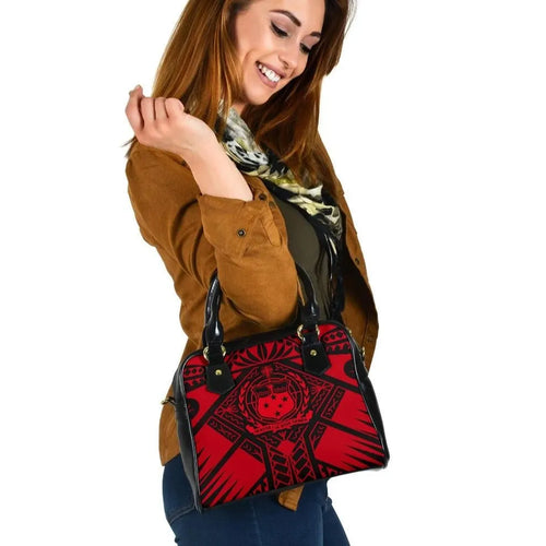Samoa Polynesian Shoulder Handbag - Samoa Red Seal With Polynesian Tattoo