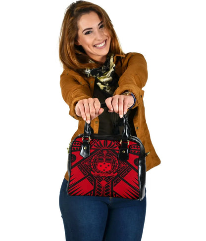 Samoa Polynesian Shoulder Handbag - Samoa Red Seal With Polynesian Tattoo