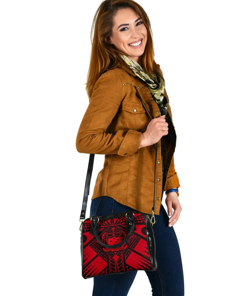 Samoa Polynesian Shoulder Handbag - Samoa Red Seal With Polynesian Tattoo
