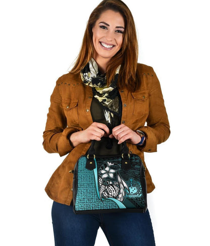 Samoa Polynesian Shoulder Handbag Turquoise - Turtle With Hook