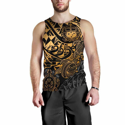 Samoa Polynesian Tank Top (Men) - Gold Turtle Flowing