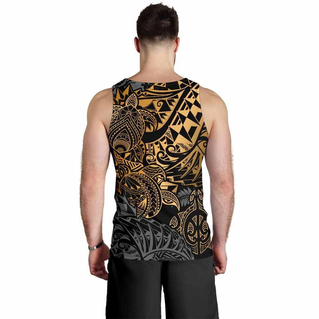 Samoa Polynesian Tank Top (Men) - Gold Turtle Flowing