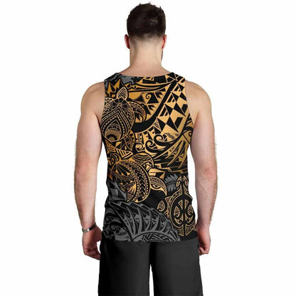 Samoa Polynesian Tank Top (Men) - Gold Turtle Flowing